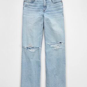 American Eagle Stovepipe Strigid Light Blue Distressed Women Jeans 4 Regular